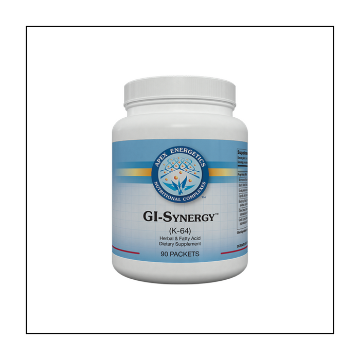 GI-Synergy™ combines three complementary formulas that are each designed to support the intestinal terrain.* H-PLR™ (K32), Yeastonil™ (K58), and Parastonil™ (K59) are combined into one easy-to-use package for the client. Each serving is packaged individually with the combination of these three formulas.