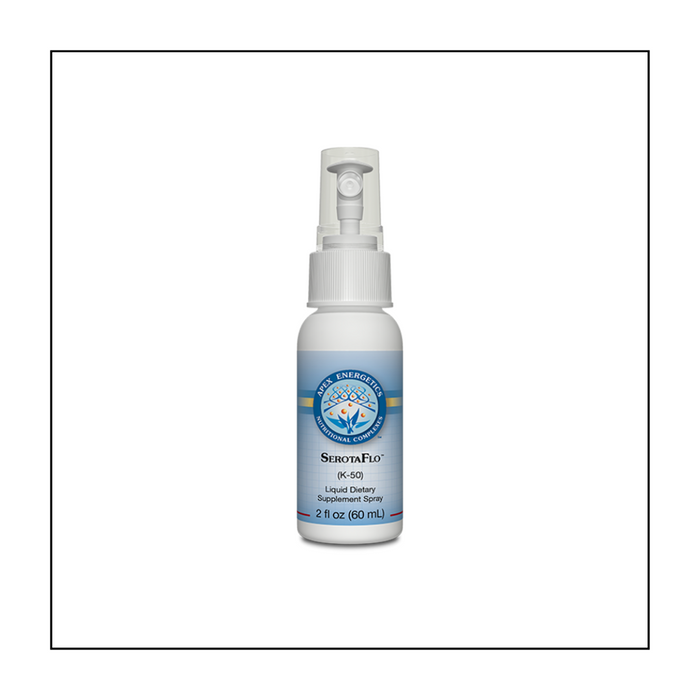 SerotaFlo™ supports the serotonergic system in a unique oral spray formulated with 5-HTP, tryptophan, and the active form of vitamin B6 (pyridoxal 5'-phosphate).* This product is an excellent source of B6, providing over 100% of the recommended daily value in one serving. It is also easy to carry and use throughout the day.