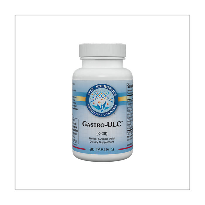 Gastro-ULC™ supports the gastric mucosal lining and the intestinal barrier with a licorice-and L-glutamine-based formula incorporating key flavonoids and phytonutrients.* This product also includes special compounds that may support the gastrointestinal terrain, especially when under temporary stress.*