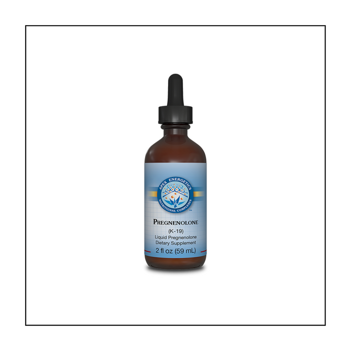 This product helps support energy levels and the adrenals by delivering a liquid solution of pregnenolone (5 mg per serving).* It may also support brain function, including mild memory loss associated with normal aging.* Certain hormones, when taken as a liquid, can avoid the first liver pass, thereby decreasing their conversion to other hormones or metabolites.*