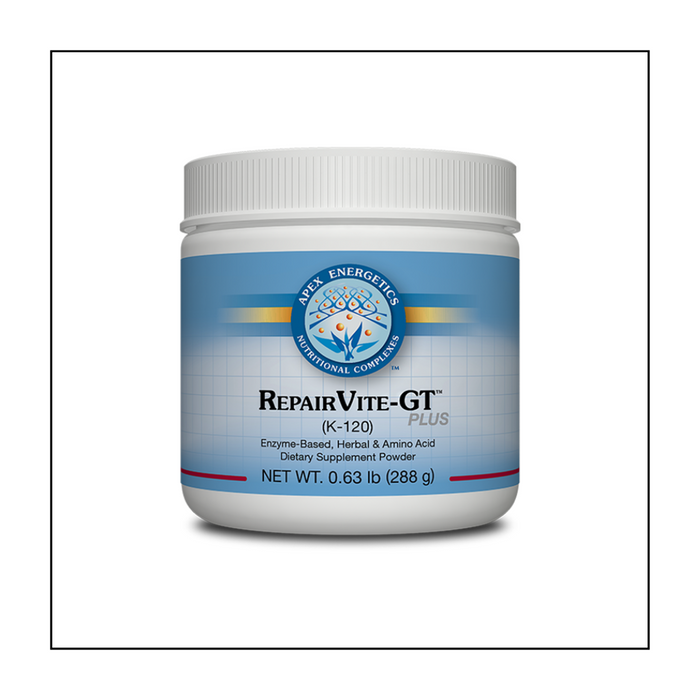 RepairVite-GT™ Plus supports the gastrointestinal tract and lining by providing 4 key ingredients—L-glutamine, deglycyrrhizinated licorice, aloe vera extract, and ginger extract.* In addition, this formula includes a proprietary blend of enzymes targeted to support digestion and the absorption of nutrients.* 