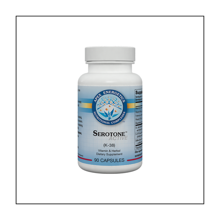 Serotone™ Active helps to support the serotonergic system using nutrients, targeted amino acids, and cofactors.* This formula includes high-potency vitamin B12 (1000 mcg per serving), vitamin B6, and niacin, and it is an excellent source of folate. Key ingredients include SAMe, 5-HTP, and high-quality, standardized St. John's wort extract.